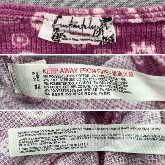 Free People Home Alone Long Johns Womens L Pink Sweet Combo Pajamas Cottagecore - Picture 6 of 16